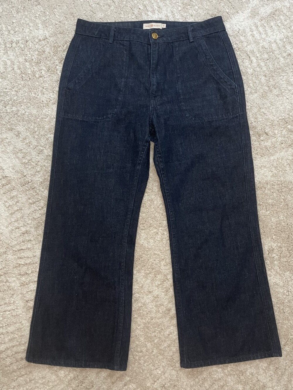 Tory Burch 100% Cotton Dark Indigo Wide-Leg Jeans Size 30